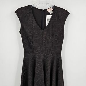 New Love Ady Womens Sz S Sleeveless Dress Black A-Line Snakeskin Design Back Zip